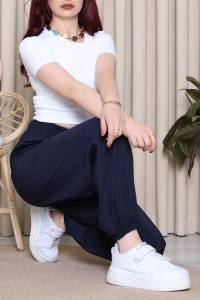 Dokuma Modal Lastik Paça Pantolon Lacivert - 75338.1228.