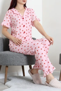 Bürümcük Fırfırlı Pijama Takımı Pembefiyonk - 127.1287.