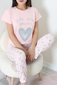 Süprem Baskılı Pijama Takımı Pudrabeyaz - 197.1287.