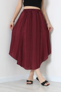 Çizgili Etek  Bordo - 4278.1247.