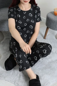 Milan Alt Üst Aynı Pijama Takımı Siyahkalpli - 53890.1857.