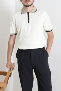 Polo Yaka Kısa Kollu Erkek Triko Bej - 71655.518.