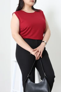 Sıfır Kol Büyük Beden Viskon Body Bordo - 72036.2080.