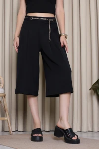 Kumaş Dokuma Bermuda Pantolon Siyah - 75397.396.