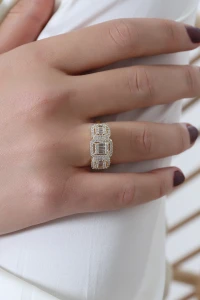 Taşlı Sıralı Baget Yüzük Gold - 33385.2063.