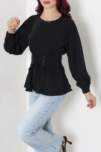 Bel Kemerli Bluz Siyah - 75389.2232.