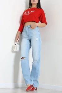 Lazer Kesim Straight Kot Pantolon Buzmavi - 33458.2224.