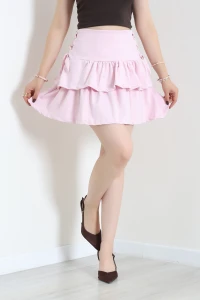 Bağcık Detaylı Volanlı Etek Pembe - 44201.1968.
