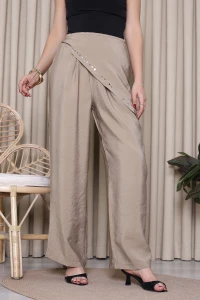 Taşlı Fularlı Modal Pantolon Vizon - 52515.2153.
