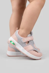 Işıklı Fileli Çocuk Cırtlı Sneaker Sandalet Pudra - 33386.264.