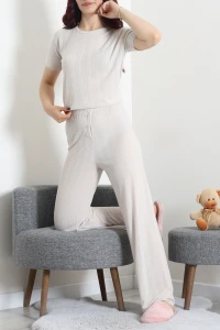 Pointelle Pijama Takımı Taş - 224.1287.