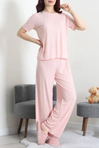 Pointelle Pijama Takımı Pudra - 224.1287.
