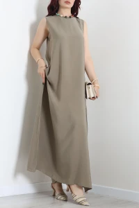 Kolsuz Salaş Modal Elbise Açıkhaki - 80913.1837.