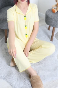 Ribana Aksesuarlı Pijama Takımı Sarı - 217.1287.