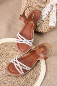 Çapraz Kemer Taşlı Sandalet Taba - 33510.264.