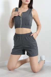 Fermuarlı Şortlu Takım Füme - 53950.2239.