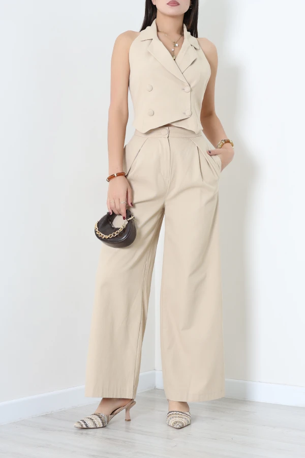 Gabardin Yelekli Takım Vizon - 71341.1437.