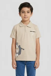 10-13 Yaş Erkek Çocuk Tişört Bej - 3260186.1576.