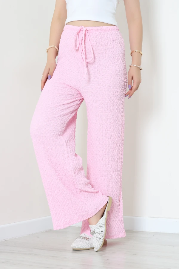 Gofre Büzgülü Beli Lastikli Pantolon Pembe - 75529.2238.