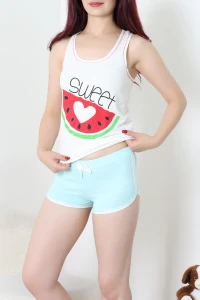 Şortlu Pijama Takımı Ekrukırmızı - 53976.2161.