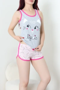 Şortlu Pijama Takımı Gribeyaz - 53976.2161.