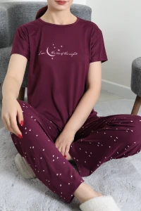 Milan Enjeksiyon Baskılı Pijama Takımı Mürdüm - 630.1287.