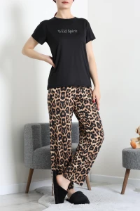 Milan Enjeksiyon Baskılı Pijama Takımı Siyahleopar - 630.1287.