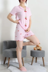 Pointelle Şortlu Pijama Takımı Pembekiraz - 226.1287.