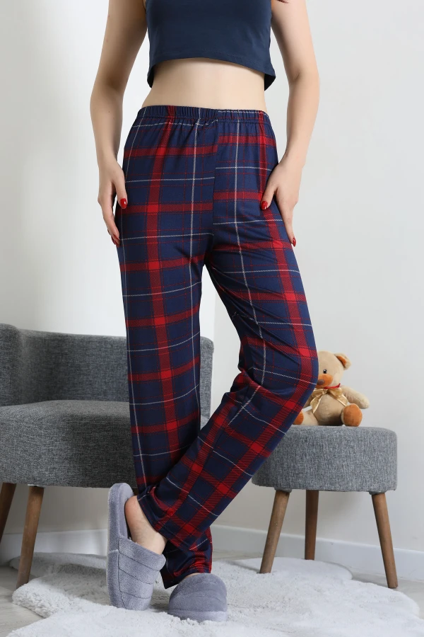 Milan Likralı Pijama Altı Lacivertkırmızı - 53712.1929.