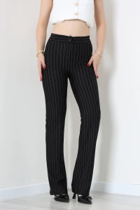 Çizgili Krep Pantolon Siyah - 53995.2239.