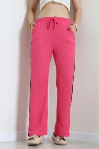 Leopar Şeritli Bürümcük Pantolon Fuşya - 54024.2239.