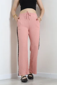 Leopar Şeritli Bürümcük Pantolon Gülkurusu - 54024.2239.