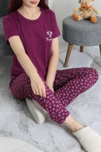 Viskon Pijama Takımı Mor - 54105.1048.