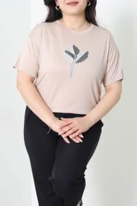 Baskılı Büyük Beden Viskon Bluz Açıkvizon - 72062.2213.