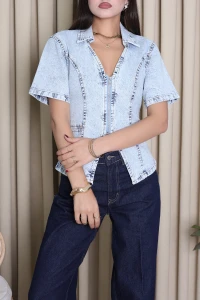 Taş Detay Denim Ceket Açıkmavi - 75499.2238.