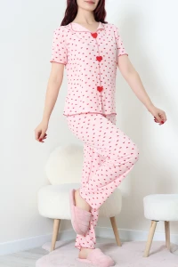 Nefes Alan Kumaş Pointelle Pijama Takımı Pudra - 230.1287.