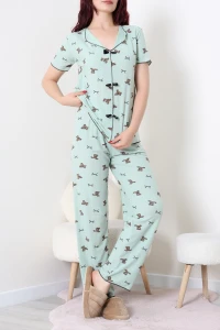 Nefes Alan Kumaş Pointelle Pijama Takımı Mint - 230.1287.