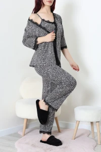 Milan 3'Lü Pijama Seti Kremleopar - 53618.1857.