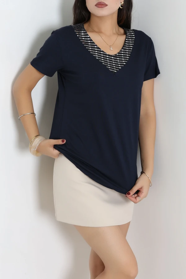 Pul Detay Bluz Lacivert - 54035.2239.