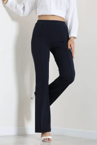 İthal Krep İspanyol Paça Pantolon Lacivert - 55381.1837.