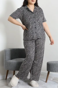 Milan Büyük Beden Düğmeli Pijama Takımı Leopar - 53655.1857.