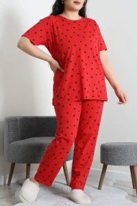Süprem Büyük Beden Pijama Takımı Kırmızısiyah - 53818.1961.