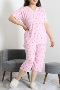 Model Büyük Beden Kapri Pijama Takımı Açıkpembe - 774.1287.