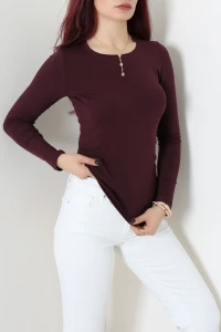 Uzun Kol Bisiklet Yaka Body Mürdüm - 19646.200.