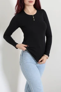 Uzun Kol Bisiklet Yaka Body Siyah - 19646.200.