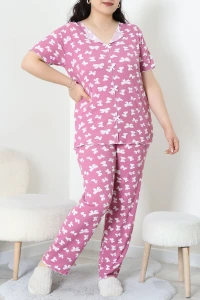Kaşkorse Büyük Beden Pijama Takımı Gülkurusu - 54103.1048.