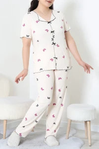 Kaşkorse Büyük Beden Pijama Takımı Açıkpudra - 54103.1048.