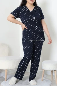 Viskon Büyük Beden Pijama Takımı  Lacivert - 54106.1048.