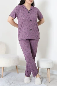 Viskon Büyük Beden Pijama Takımı  Mürdüm - 54106.1048.
