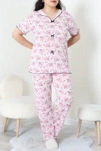 Viskon Büyük Beden Pijama Takımı  Açıkpembe - 54106.1048.